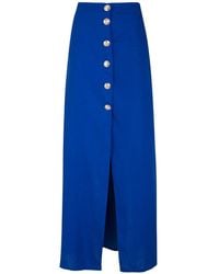 Adriana Degreas - Buttoned-up Linen-blend Full Skirt - Lyst