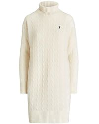 Polo Ralph Lauren - Cable-Knit Roll-Neck Mini Dress - Lyst