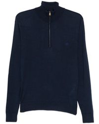 Etro - Quarter-Zip Embroidered-Logo Sweater - Lyst