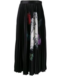 Valentino Kissing Butterfly Print Pleated Skirt - Black
