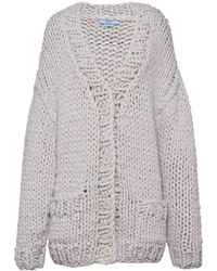 Prada - Chunky-knit Button-up Cardigan - Lyst