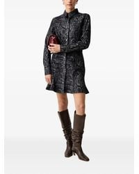 Trussardi - Snake-Print Ruffled Mini Dress - Lyst