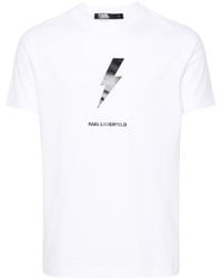 Karl Lagerfeld - Thunderbolt-print Cotton T-shirt - Lyst
