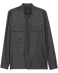 Low Brand - Band-Collar Chest-Pocket Shirt - Lyst