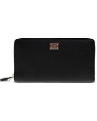 Dolce & Gabbana - Logo-Plaque Pebbled Leather Wallet - Lyst