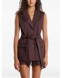 Guess - Belted Sleeveless Tailored Gilet - Lyst
