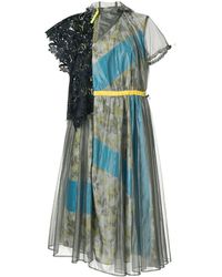 Kolor Floral Panelled Belted Dress - Metallic