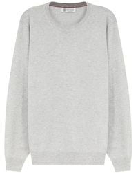 Brunello Cucinelli - Crew-Neck Ribbed-Trim Sweater - Lyst
