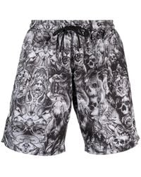 Philipp Plein - Tattoo Graphic-Print Swim Shorts - Lyst