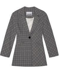 Ganni - Check Mix Single-Breasted Blazer - Lyst