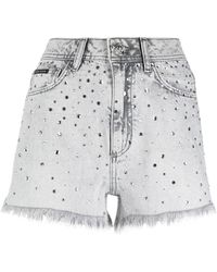Philipp Plein - Jeans-Shorts mit Kristallen - Lyst