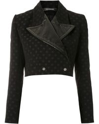 À La Garçonne Polka Dots Cropped Blazer - Black
