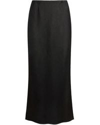 12 STOREEZ - Linnen Maxi-Rok - Lyst