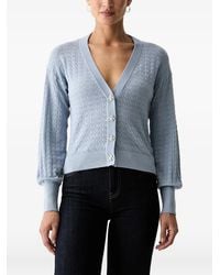 Guess - Pointelle-Knit Crystal-Embellished Cardigan - Lyst
