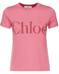 Chloé - Roze Katoenen Logo T -shirt - Lyst