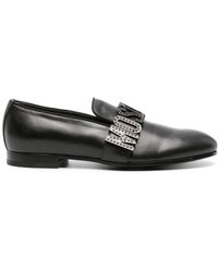 Moschino - Logo-lettering Leather Loafers - Lyst