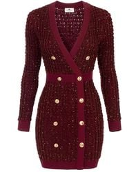 Elisabetta Franchi - Robe Courte En Tweed À Sequins - Lyst