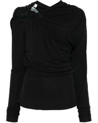 Victoria Beckham - Top A Maniche Lunghe Drappeggiato - Lyst