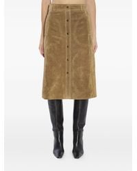 Arma - Elen Snap-Button Suede Midi Skirt - Lyst
