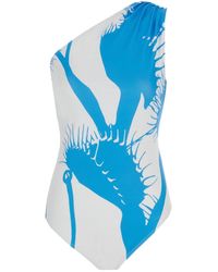 Ferragamo - Venus-print One-shoulder Swimsuit - Lyst