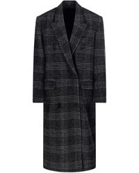 Isabel Marant - Lexana Long Check Wool Coat Clothing - Lyst