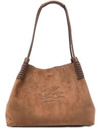 Etro - Libra Braided-Handle Suede Tote Bag - Lyst
