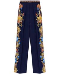 Etro - Floral-Print Silk Trousers - Lyst
