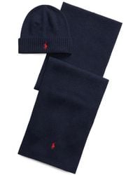 Polo Ralph Lauren - Logo-Embroidered Beanie Hat And Scarf Set - Lyst