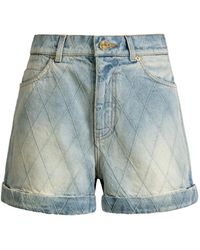 Balmain - Topstitched Denim Shorts - Lyst
