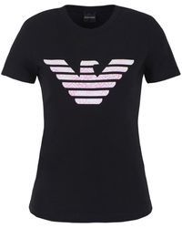 Emporio Armani - T-shirt en coton stretch à logo imprimé - Lyst