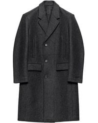 Prada - Manteau Ceinturé En Laine À Revers Crantés - Lyst