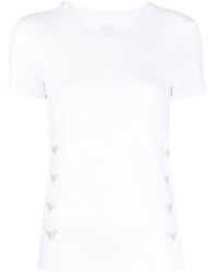 EA7 - T-shirt en coton mélangé à design uni - Lyst