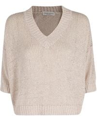 Roberto Collina - V-Neck Short-Sleeve Sweater - Lyst