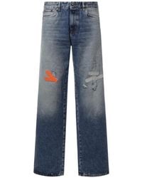 PDF - Distressed Graphic-Print Straight-Leg Jeans - Lyst