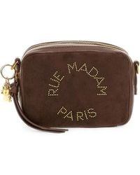 RUE MADAM PARIS - The Camera Studded Suede Shoulder Bag - Lyst