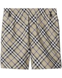 Burberry - Equestrian Knight Check Cotton Shorts - Lyst
