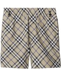Burberry - Equestrian Knight Check Cotton Shorts - Lyst