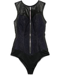 MITILIANE COUTURE - Denim Body Met Leren Vlakken - Lyst