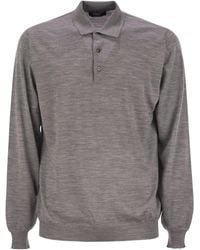 Fedeli - Wollen Poloshirt Met Drie Knopen - Lyst