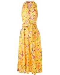 Isolda Cláudia Printed Linen Dress - Yellow