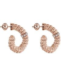 Officina Bernardi - 18Kt Rose Enigma Diamond Hoop Earrings - Lyst