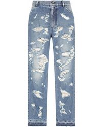 Dolce & Gabbana - Distressed Loose-fit Jeans - Lyst
