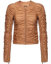 Pinko - Leather Ruched Jacket - Lyst