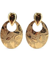 Madison - Embossed Floral-Engraved Earrings - Lyst