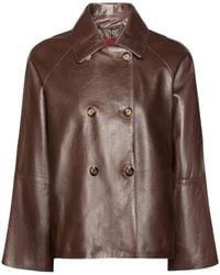 Elena Miro - Double-Breasted Leather Jacket - Lyst