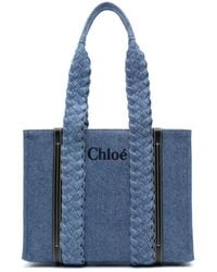 Chloé - Woody Medium Denim Tote Bag - Lyst