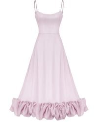 POST MERIDIEM - Ruffle-Hem Bustier Midi Dress - Lyst