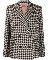 KENZO - Wavy Check Double-Breasted Blazer - Lyst