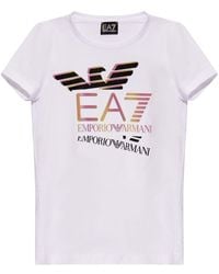 EA7 - Katoenen T-shirt Met Logoprint - Lyst