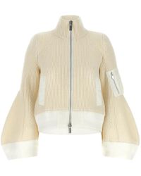Sacai - Ribbed-Knit Panelled Jacket - Lyst